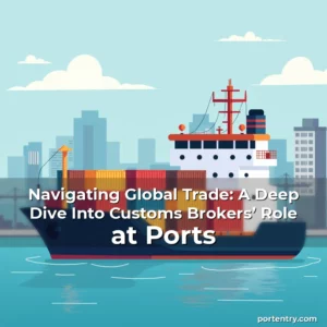 Artistic representation for Navigating Global Trade: A Deep Dive Into Customs Brokers’ Role at Ports